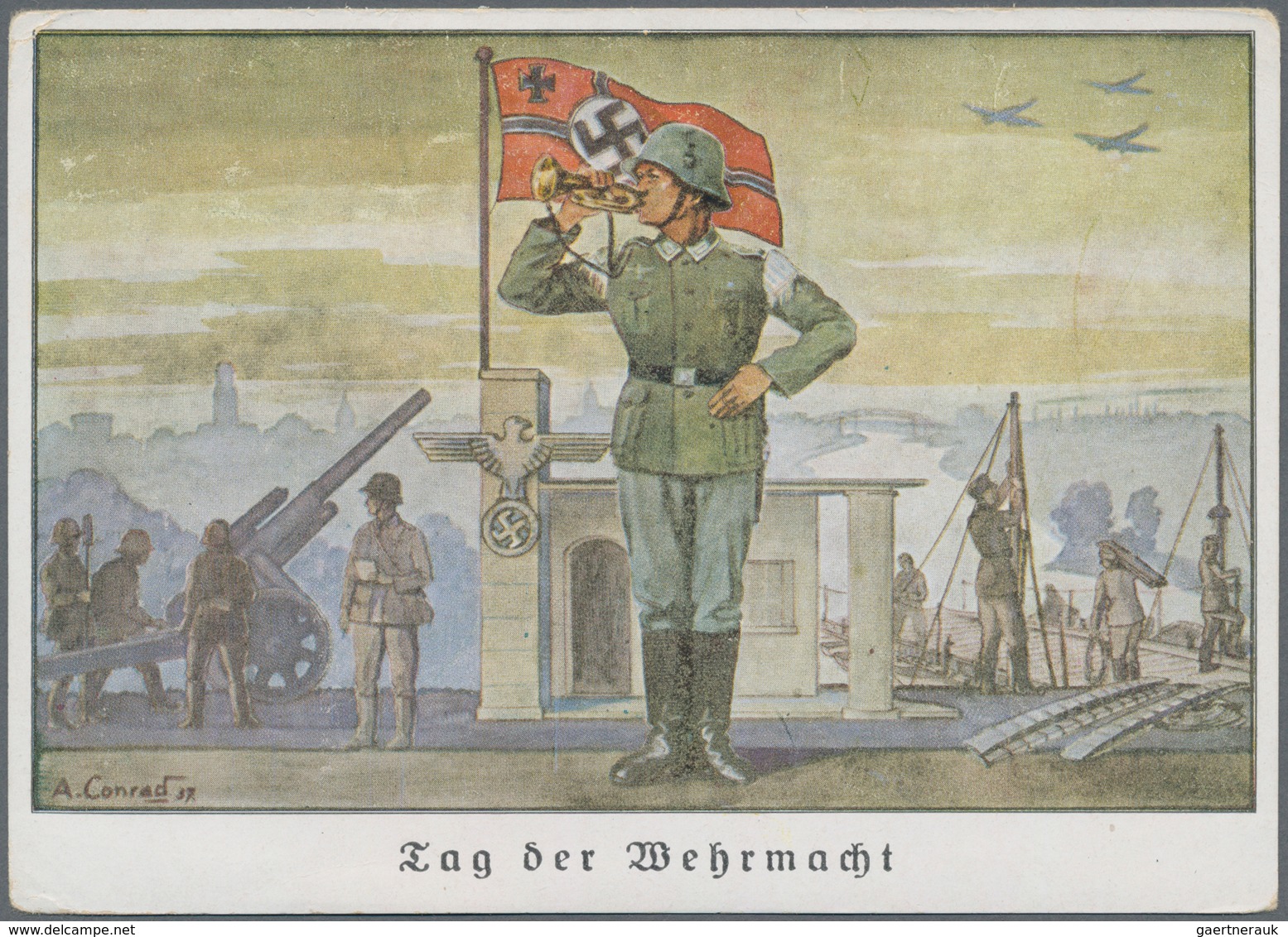 Ansichtskarten: Propaganda: 1937. Farbkarte "Tag Der Wehrmacht In Groß-Berlin - WHW 1937/38" Mit Abb - Partis Politiques & élections