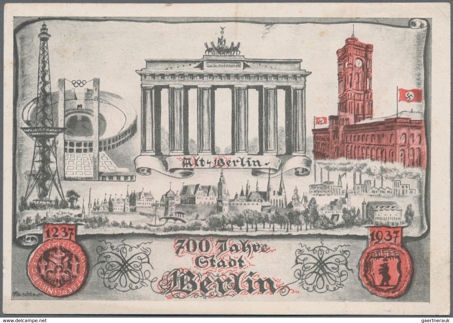 Ansichtskarten: Propaganda: 1937, BERLIN "700 Jahre Stadt Berlin", Kolorierte Festpostkarte Mit Abbi - Partis Politiques & élections