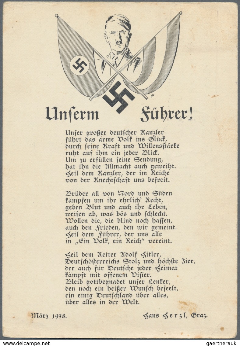 Ansichtskarten: Propaganda: 1938, "Unserem Führer!" Anschluss Österreich März 1938 Gedicht Von Hans - Partis Politiques & élections