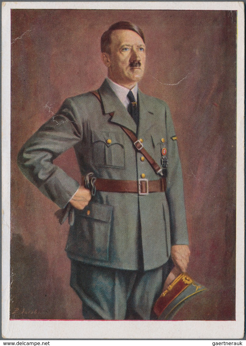 Ansichtskarten: Propaganda: 1938/1944, Adolf HITLER, Drei Großformatige Kolorierte Propagandakarten, - Politieke Partijen & Verkiezingen