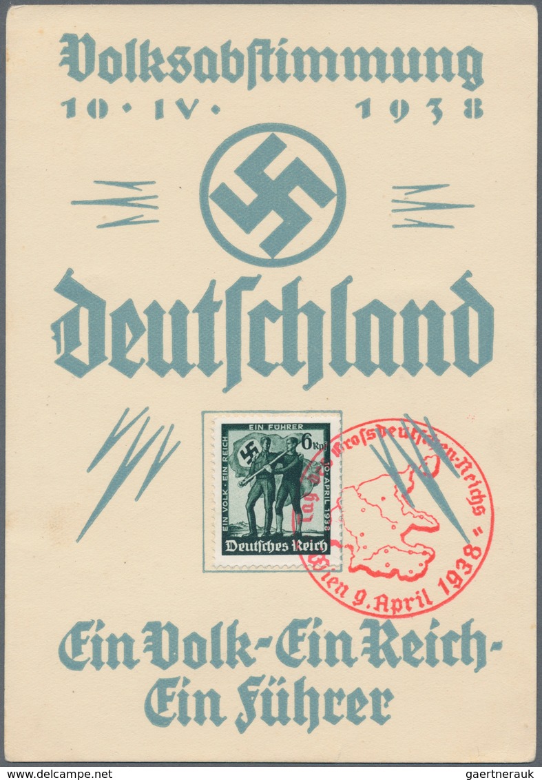 Ansichtskarten: Propaganda: 1938, "Volksabstimmung Deutschland...Ein Volk..." Sonderkarte Mit Rotem - Politieke Partijen & Verkiezingen