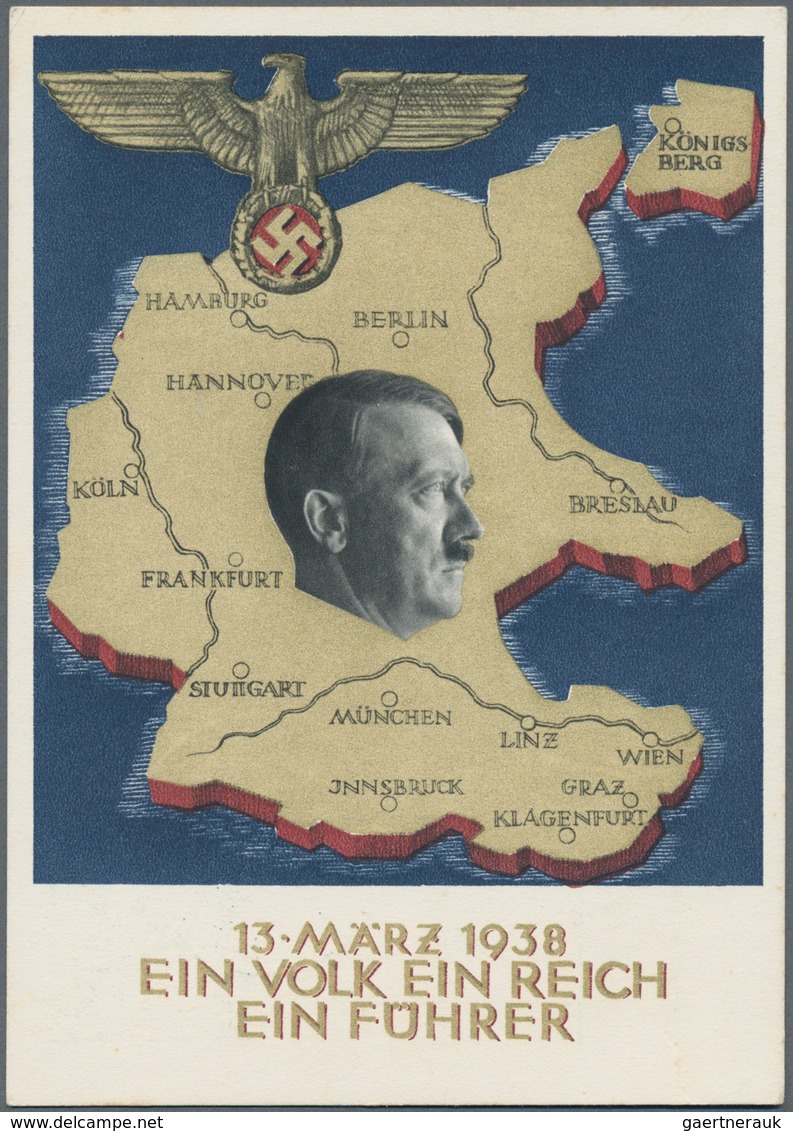Ansichtskarten: Propaganda: 1938, "Ein Volk Ein Reich Ein Führer" Anschluss Sudetenland, Zwei Großfo - Politieke Partijen & Verkiezingen