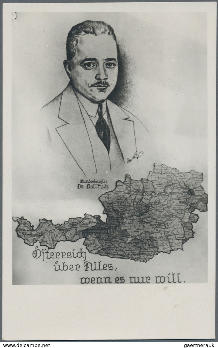 Ansichtskarten: Propaganda: 1938, "Österreich über Alles, Wenn Es Nur Will" Ansichtskarte Mit Landka - Partis Politiques & élections