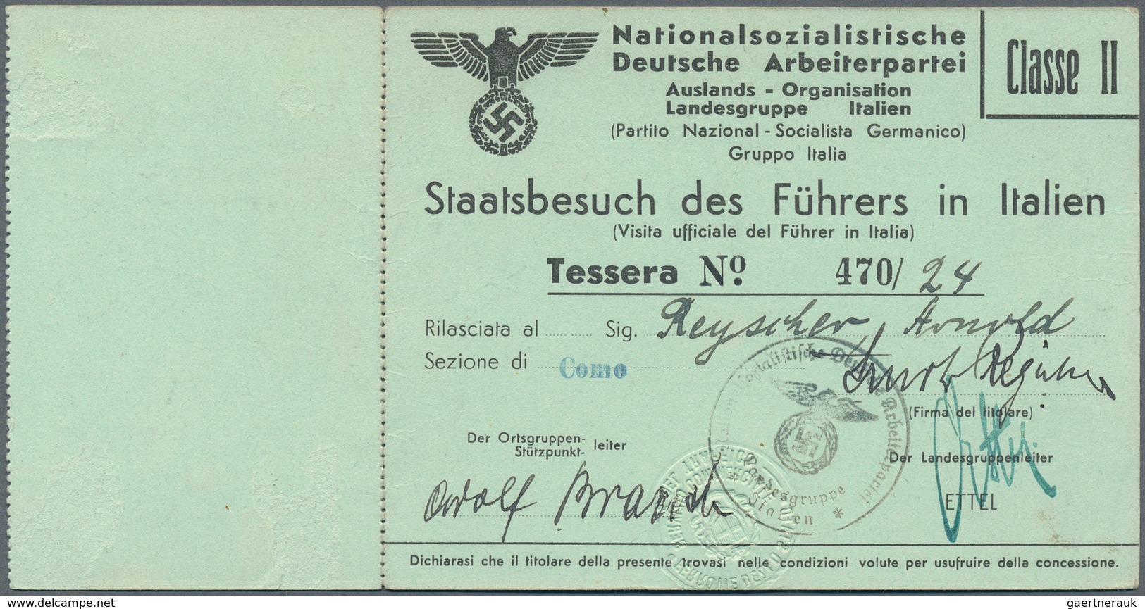 Ansichtskarten: Propaganda: 1938, Einladung Und Eintrittskarte Zum Staatsbesuch Des "Führers" Adolf - Partis Politiques & élections