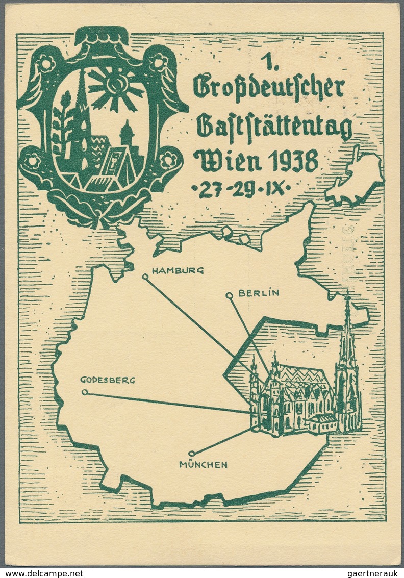 Ansichtskarten: Propaganda: 1938, "1. Großdeutscher Gaststättentag Wien 1938", Abbildung Landkarte M - Parteien & Wahlen