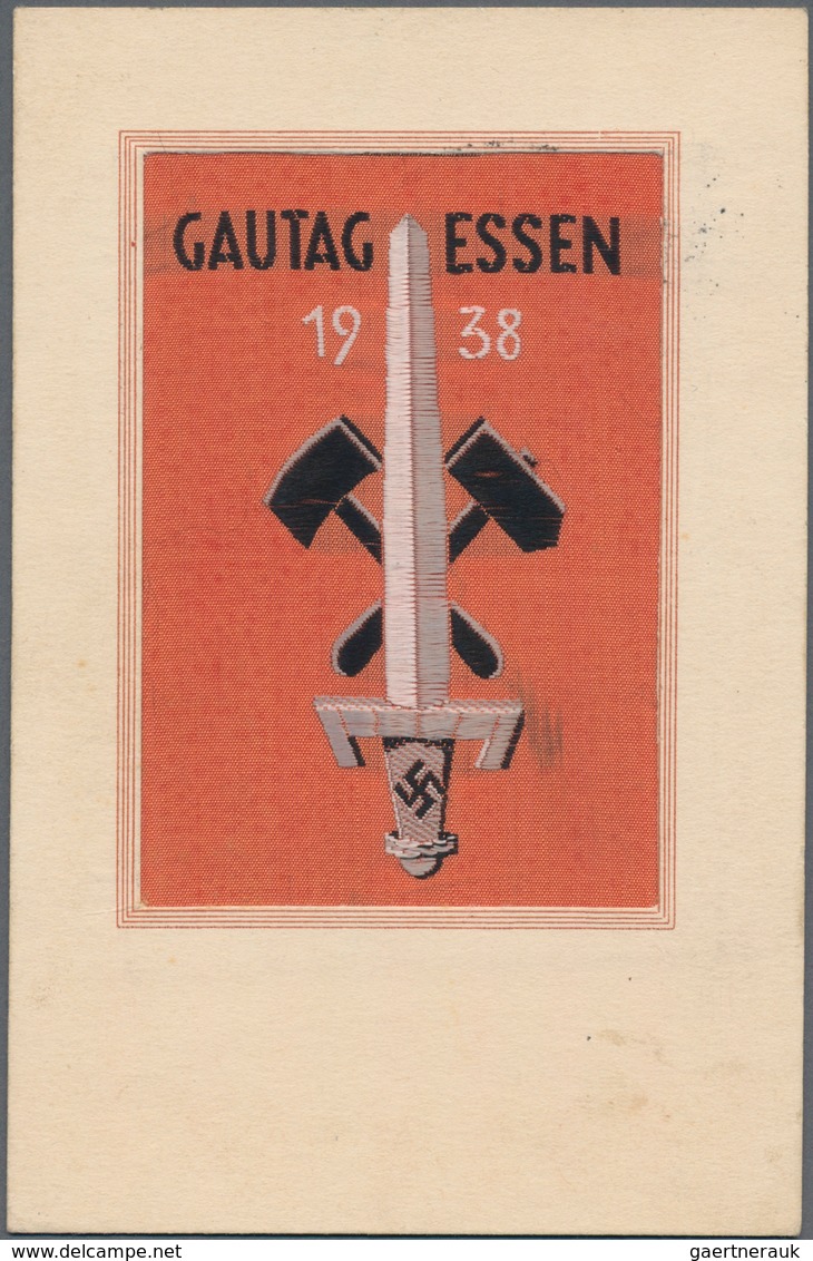 Ansichtskarten: Propaganda: 1938/1939. Gautag Essen 1938 / Regional Meeting Essen: Embroidered Silk - Politieke Partijen & Verkiezingen