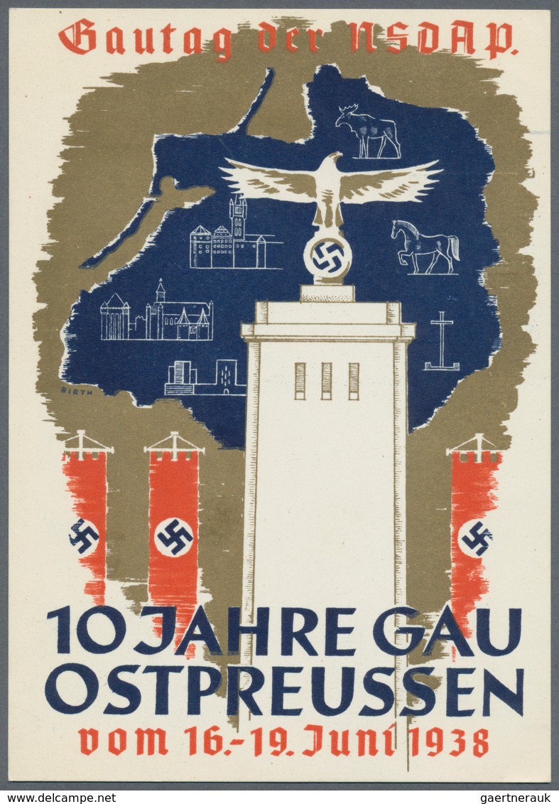 Ansichtskarten: Propaganda: 1938 Gautag Der NSDAP 10 Jahre Ostpreussen Regional Nazi Meeting Ganzsac - Partis Politiques & élections