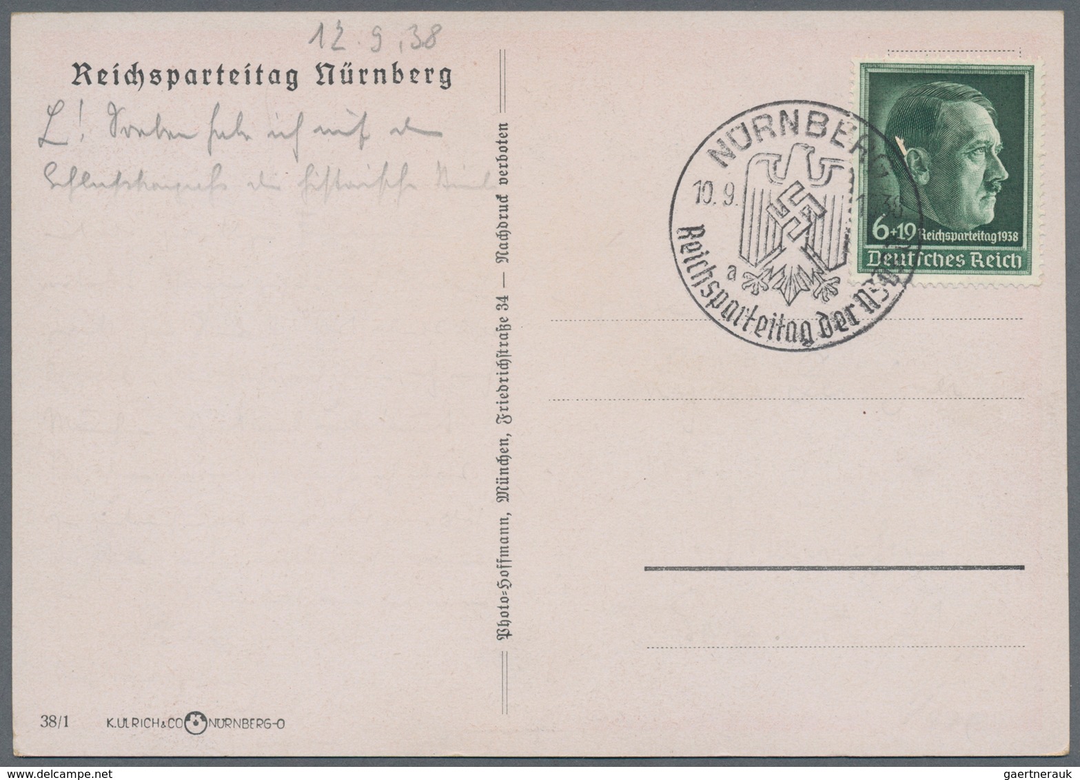 Ansichtskarten: Propaganda: 1938. Propaganda Card For The 1938 Nürnberg Reichsparteitag / Nuremberg - Parteien & Wahlen