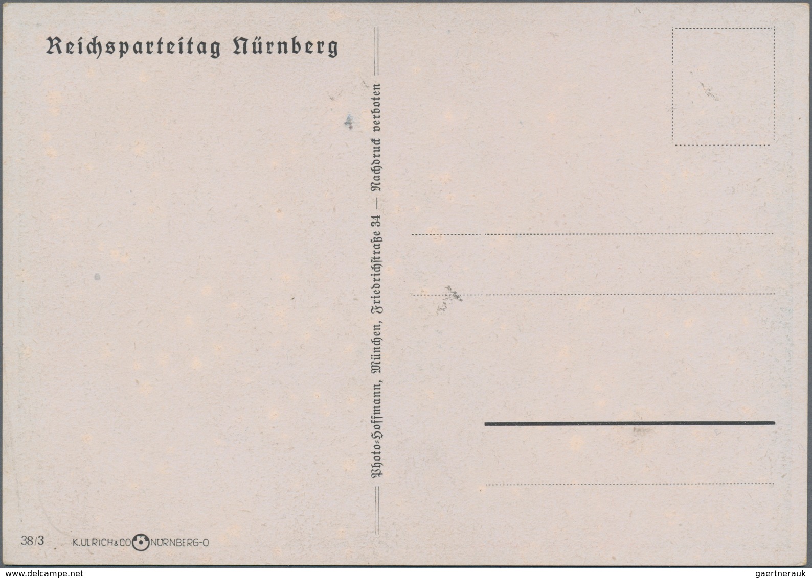 Ansichtskarten: Propaganda: 1938. Scarce Nürnberg Reichsparteitag / Nazi Party Nuremberg Rally Propa - Political Parties & Elections