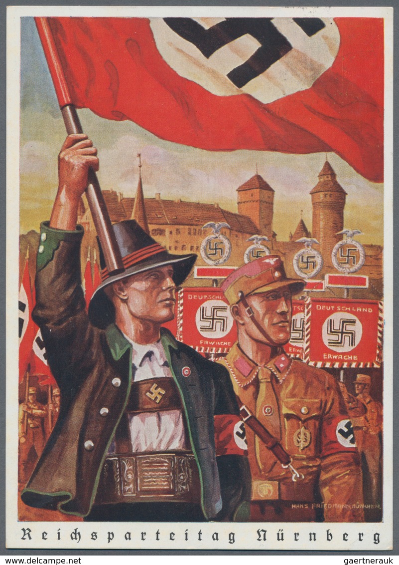 Ansichtskarten: Propaganda: 1938 Propaganda Card With SA And Patriotic Farmer For The 1938 Nürnberg - Political Parties & Elections