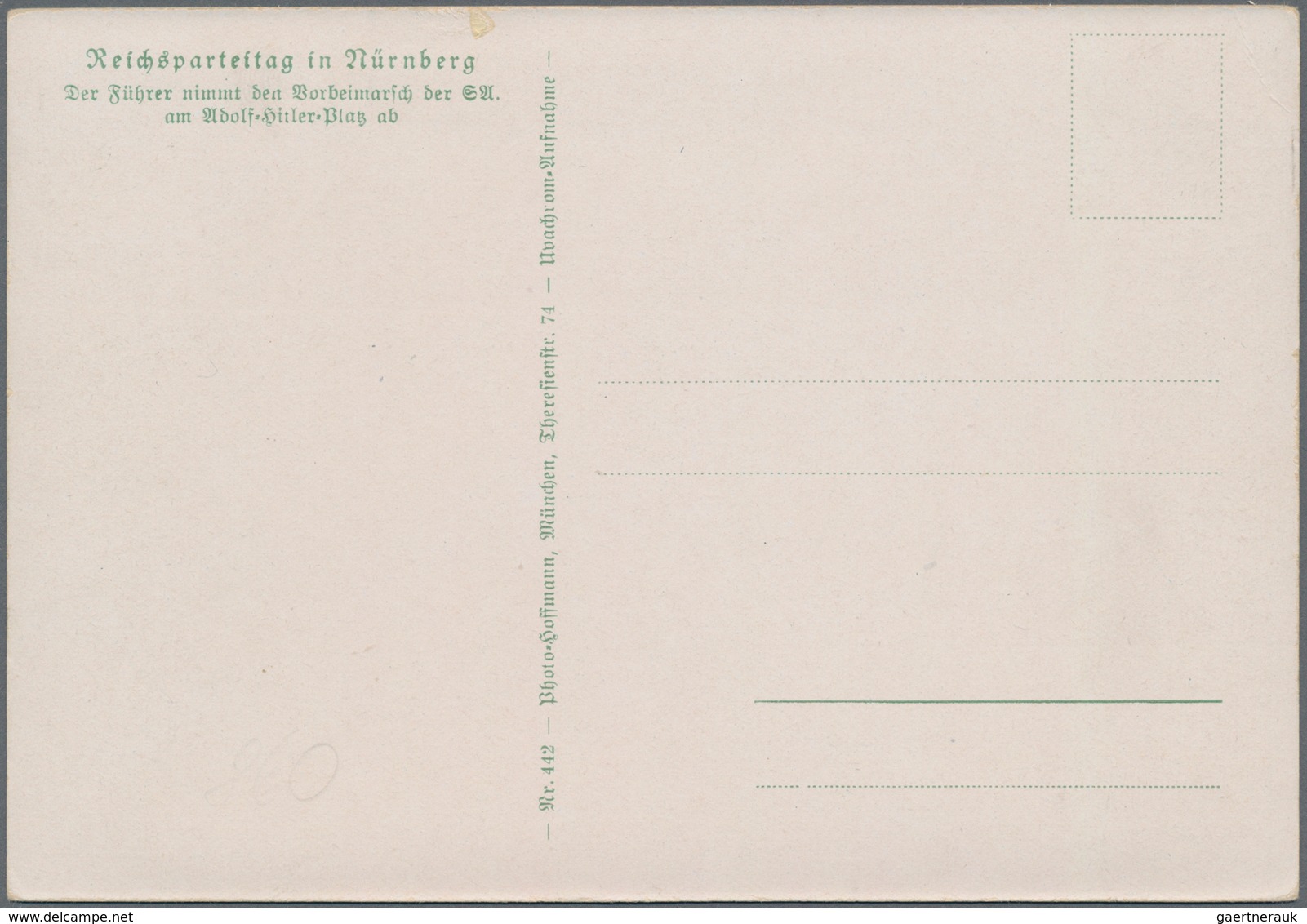 Ansichtskarten: Propaganda: 1938 (ca). Farbkarte "Reichsparteitag Nürnberg" Mit Abbildung "Der Führe - Parteien & Wahlen