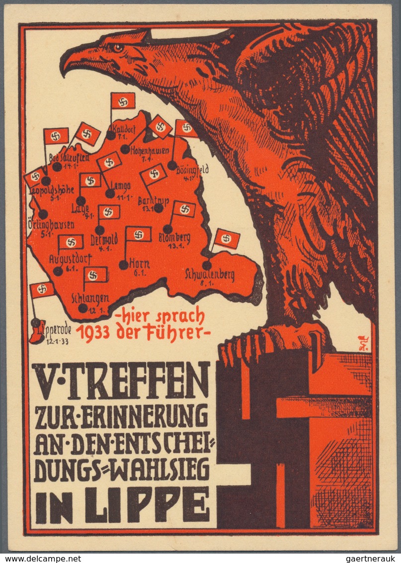 Ansichtskarten: Propaganda: 1938. "V. Treffen Zur Erinnerung An Den Entscheidungs-Wahlsieg In Lippe" - Politieke Partijen & Verkiezingen