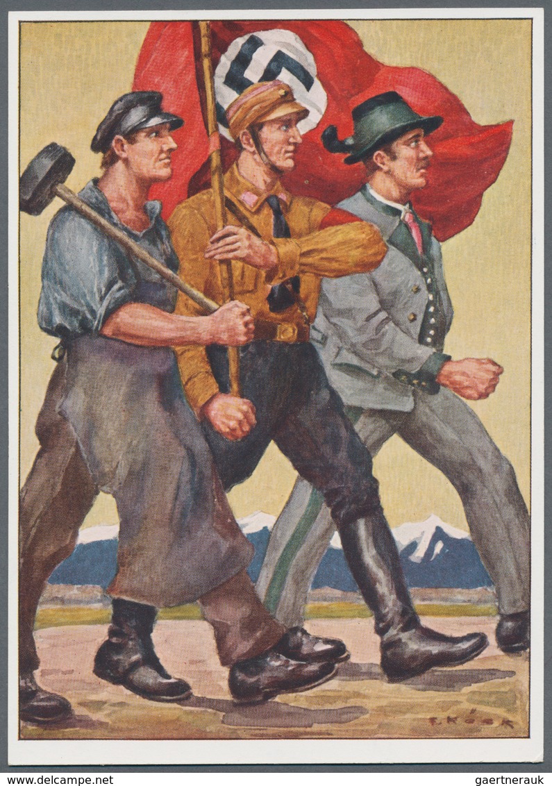 Ansichtskarten: Propaganda: 1938. Scarce Card: Worker / Tyrolian / SA Mann Marching Side By Side, Fr - Political Parties & Elections