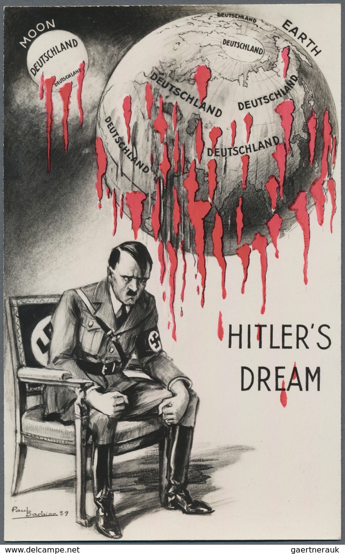 Ansichtskarten: Propaganda: 1938/1939, Anti-NS, Zwei Französische Propagandakarten Mit Hitler Abbild - Parteien & Wahlen