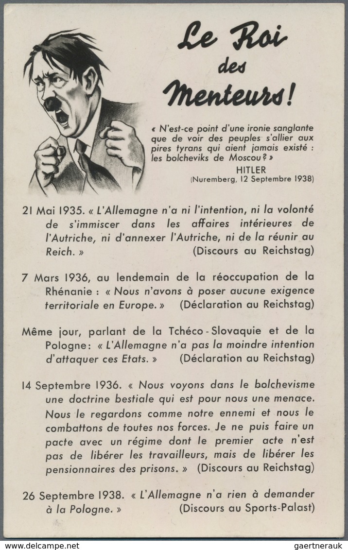 Ansichtskarten: Propaganda: 1938/1939, Anti-NS, Zwei Französische Propagandakarten Mit Hitler Abbild - Parteien & Wahlen