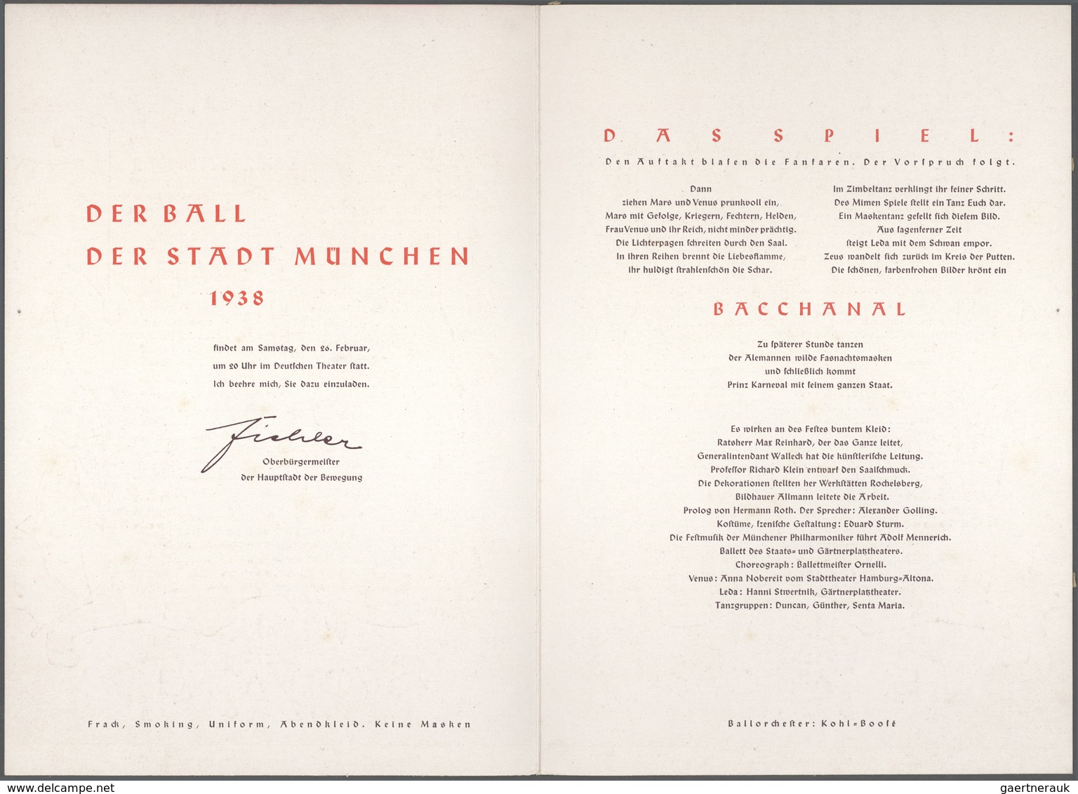 Ansichtskarten: Propaganda: 1938, "Ball Der Stadt München" Programmbroschüre Mit Dekorativen Deckbla - Parteien & Wahlen