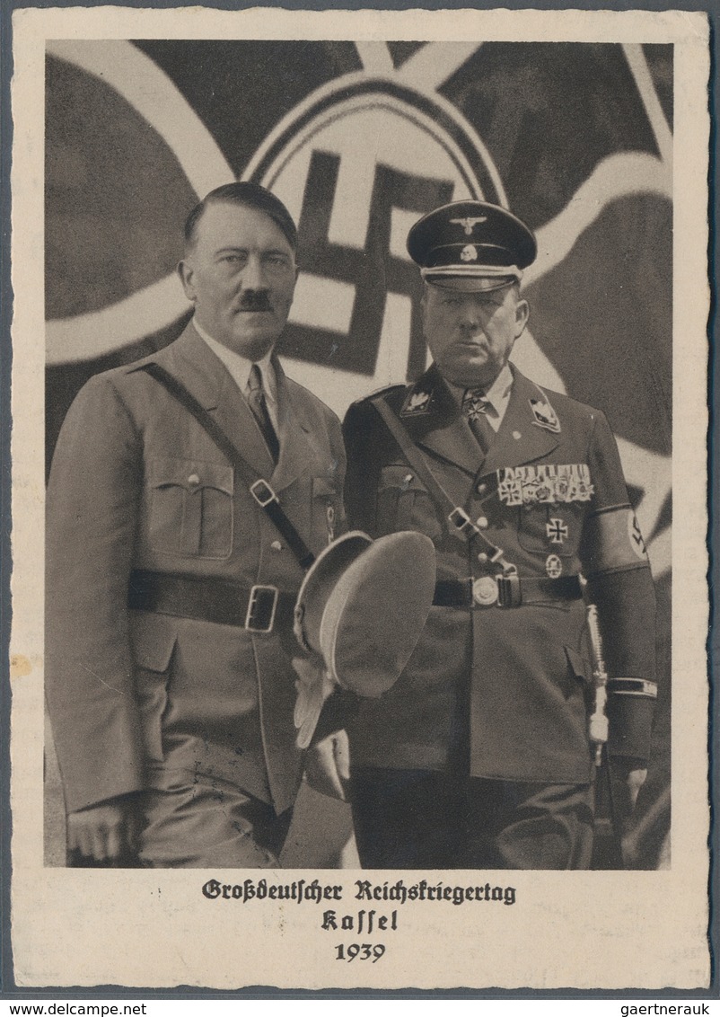 Ansichtskarten: Propaganda: 1939, "Großdeutscher Reichskriegertag Kassel 1939" Mit Hitler Und Genera - Politieke Partijen & Verkiezingen