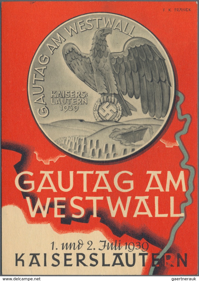 Ansichtskarten: Propaganda: 1939, Farbkarte "Gautag Am Westwall 1. Und 2. Juli 1939 Kaiserslautern", - Political Parties & Elections