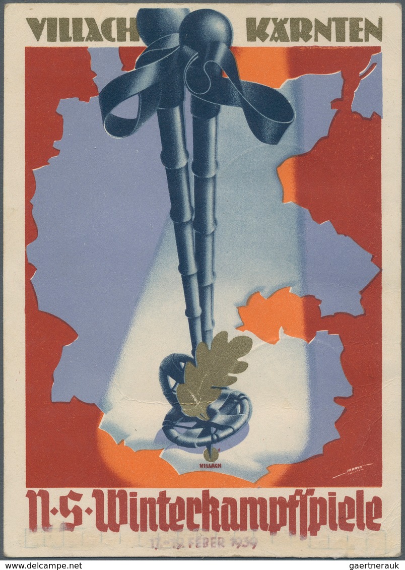 Ansichtskarten: Propaganda: 1939, "N.S. Winterkampfspiele Villach Känten 1939", Farbige Propagandaka - Politieke Partijen & Verkiezingen