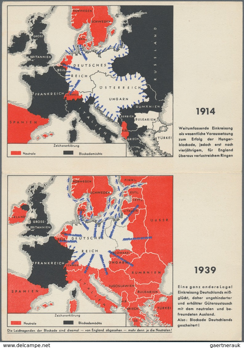 Ansichtskarten: Propaganda: 1939, Die Einkreisung Des Deutschen Reichs 1914 Und 1939, Klappkarte Mit - Parteien & Wahlen