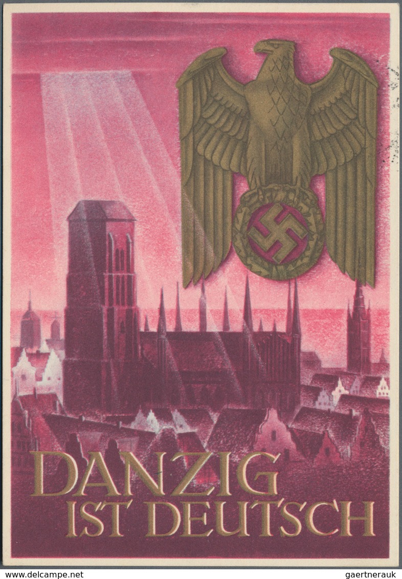 Ansichtskarten: Propaganda: 1939/1940, DANZIG, Zwei Großformatige Kolorierte Propagandakarten Eine M - Parteien & Wahlen