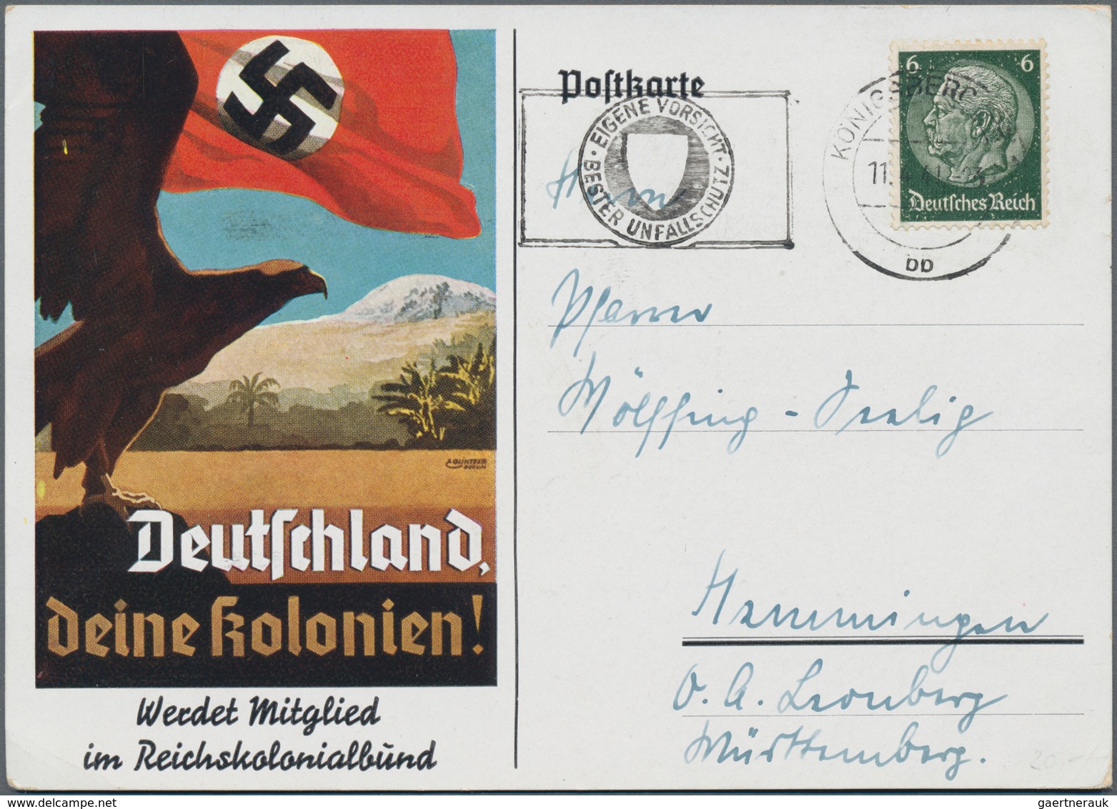 Ansichtskarten: Propaganda: 1939/1941, Zwei Kolorierte Großformatige Propagandakarten "Deutschland D - Parteien & Wahlen