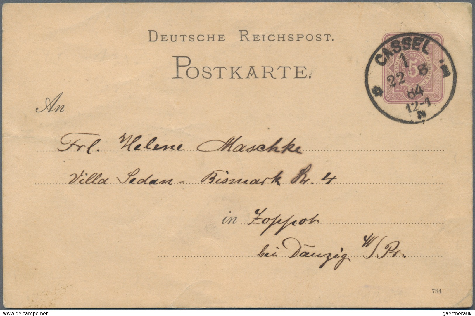 Ansichtskarten: Vorläufer: 1884 WARTBURG, Vorläuferkarte 5 Pf Lila Als Privatganzsache Mit K1 CASSEL - Unclassified
