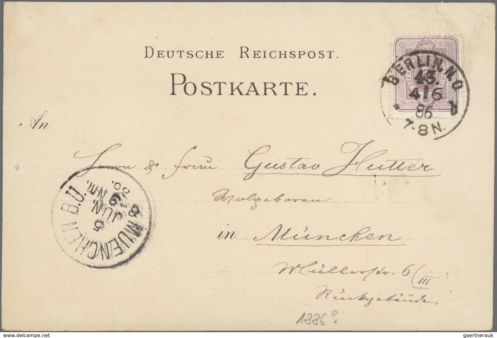 Ansichtskarten: Vorläufer: 1886, BERLIN Schloß, Vorläuferkarten Mit 5 Pf. Lila Und K1 BERLIN. N.O. 4 - Zonder Classificatie