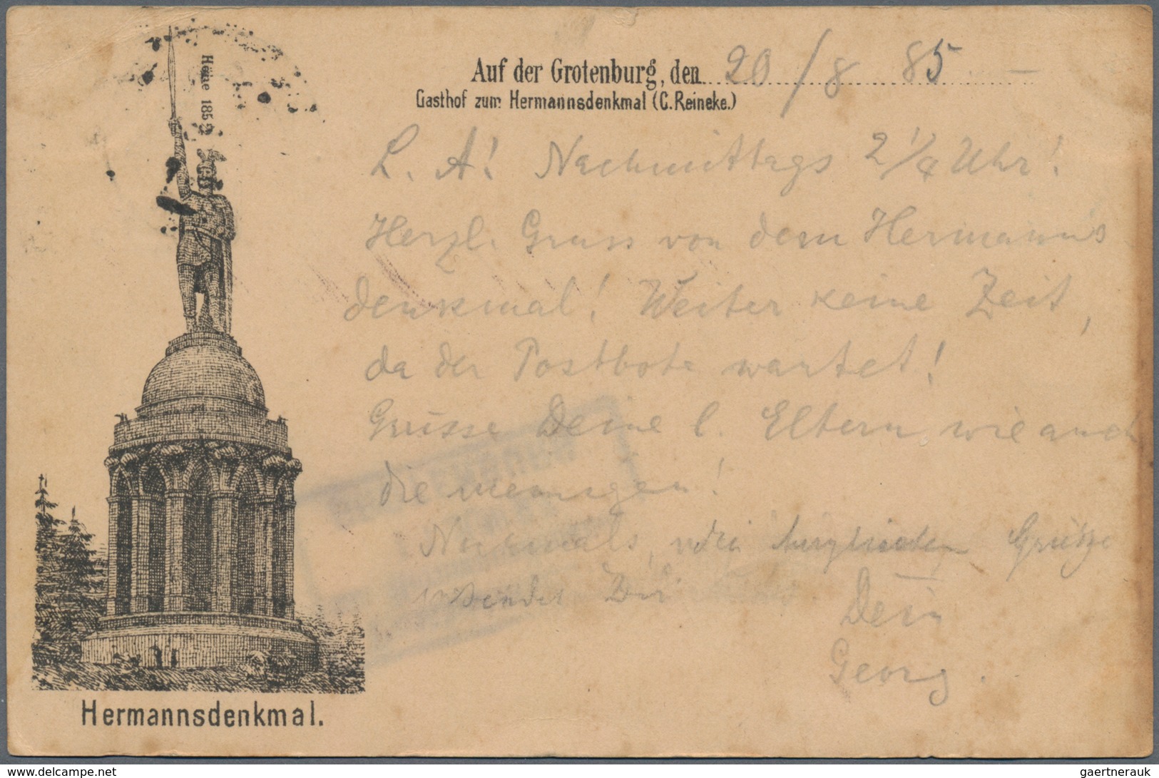 Ansichtskarten: Vorläufer: 1885, HERMANNSDENKMAL Auf Der Grotenburg, Vorläuferkarte 5 Pf. Lila Als P - Unclassified