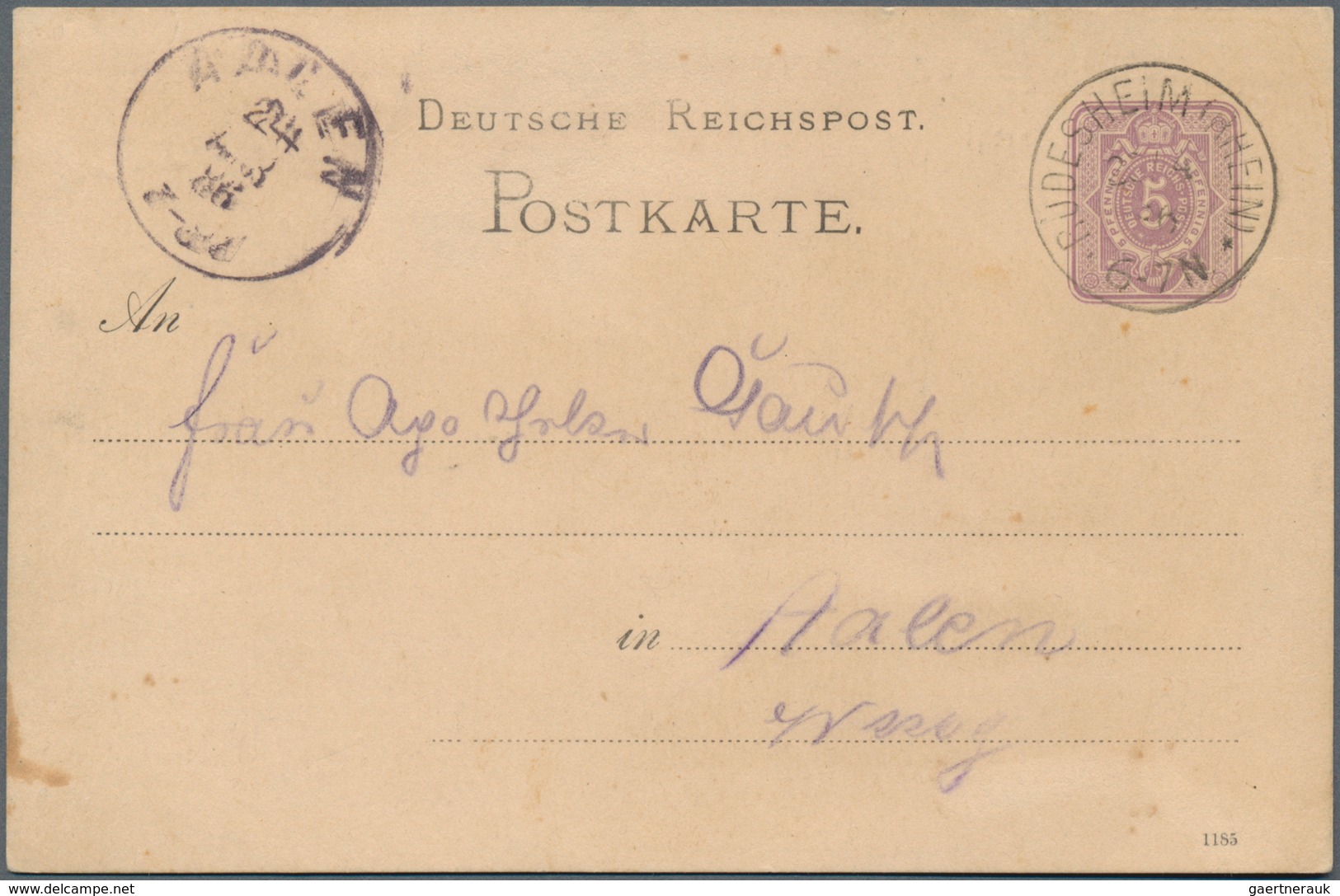 Ansichtskarten: Vorläufer: 1886 JOHANN MÜLLER Gastwirth & Weinproducent, Vorläuferkarte 5 Pf Lila Al - Zonder Classificatie