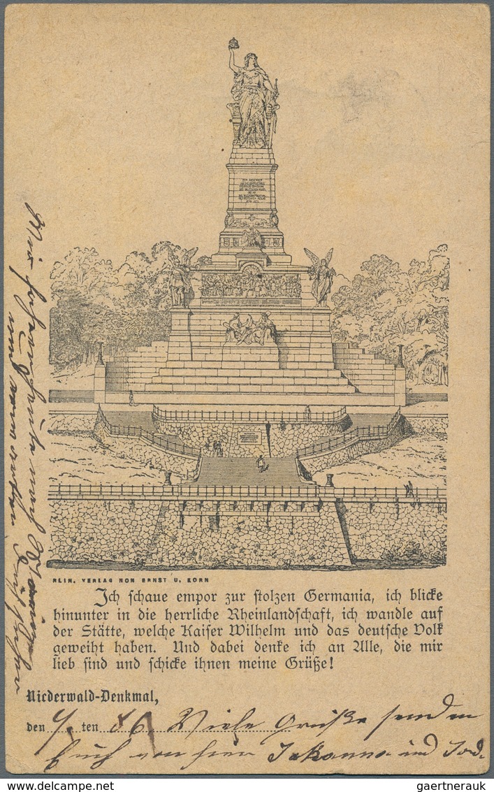 Ansichtskarten: Vorläufer: 1886, NIEDERWALD-DENKMAL, Vorläuferkarte 5 Pf. Lila Mit K1 RÜDESHEIM 8.9. - Unclassified