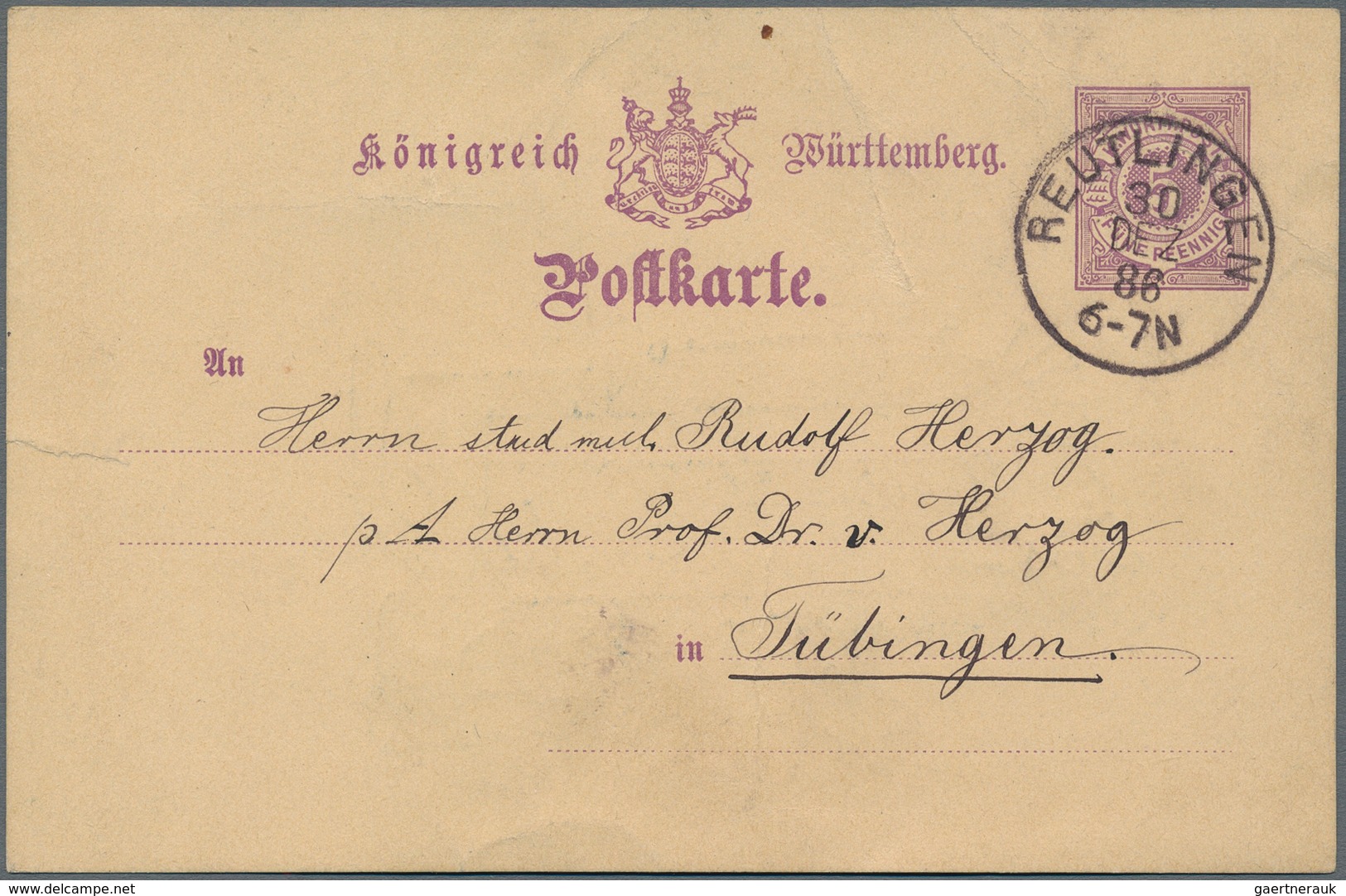 Ansichtskarten: Vorläufer: 1886, "Herzlichen Glückwunsch...", Handgemalter Vorläufer Auf Ganzsache W - Unclassified