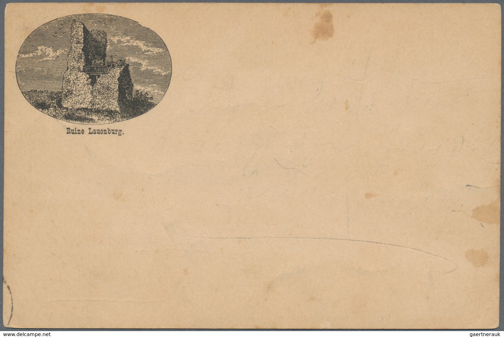 Ansichtskarten: Vorläufer: 1886, RUINE LAUENBURG, Vorläuferkarte 5 Pf Lila Als Privatganzsache Mit K - Unclassified