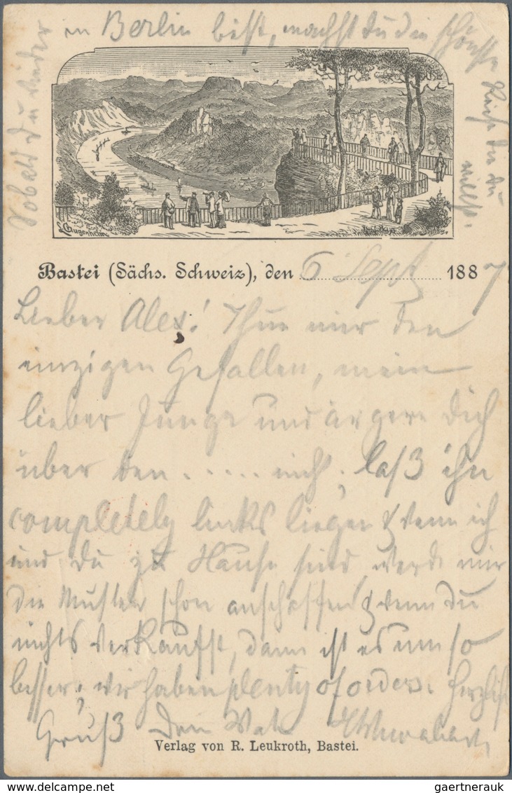 Ansichtskarten: Vorläufer: 1887, BASTEI (Sächs. Schweiz), Vorläuferkarte 10 Pf Rot Mit R3 BASTEI 7.9 - Unclassified