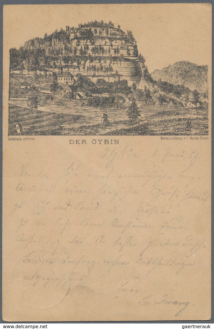 Ansichtskarten: Vorläufer: 1887, DER OYBIN, Vorläuferkarte 5 Pf. Lila Als Privatganzsache Mit K1 OYB - Non Classés