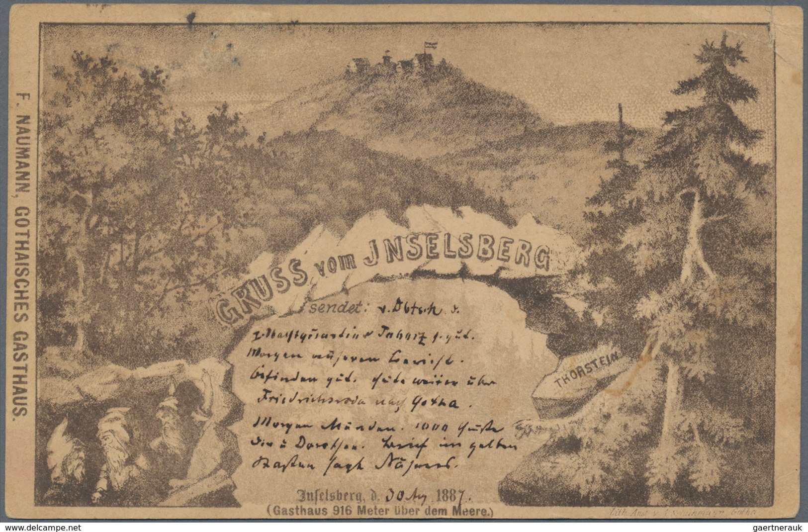 Ansichtskarten: Vorläufer: 1887, GRUSS Vom INSELBERG, Privatganzsache 5 Pf Lila Mit K1 INSELSBERG / - Unclassified