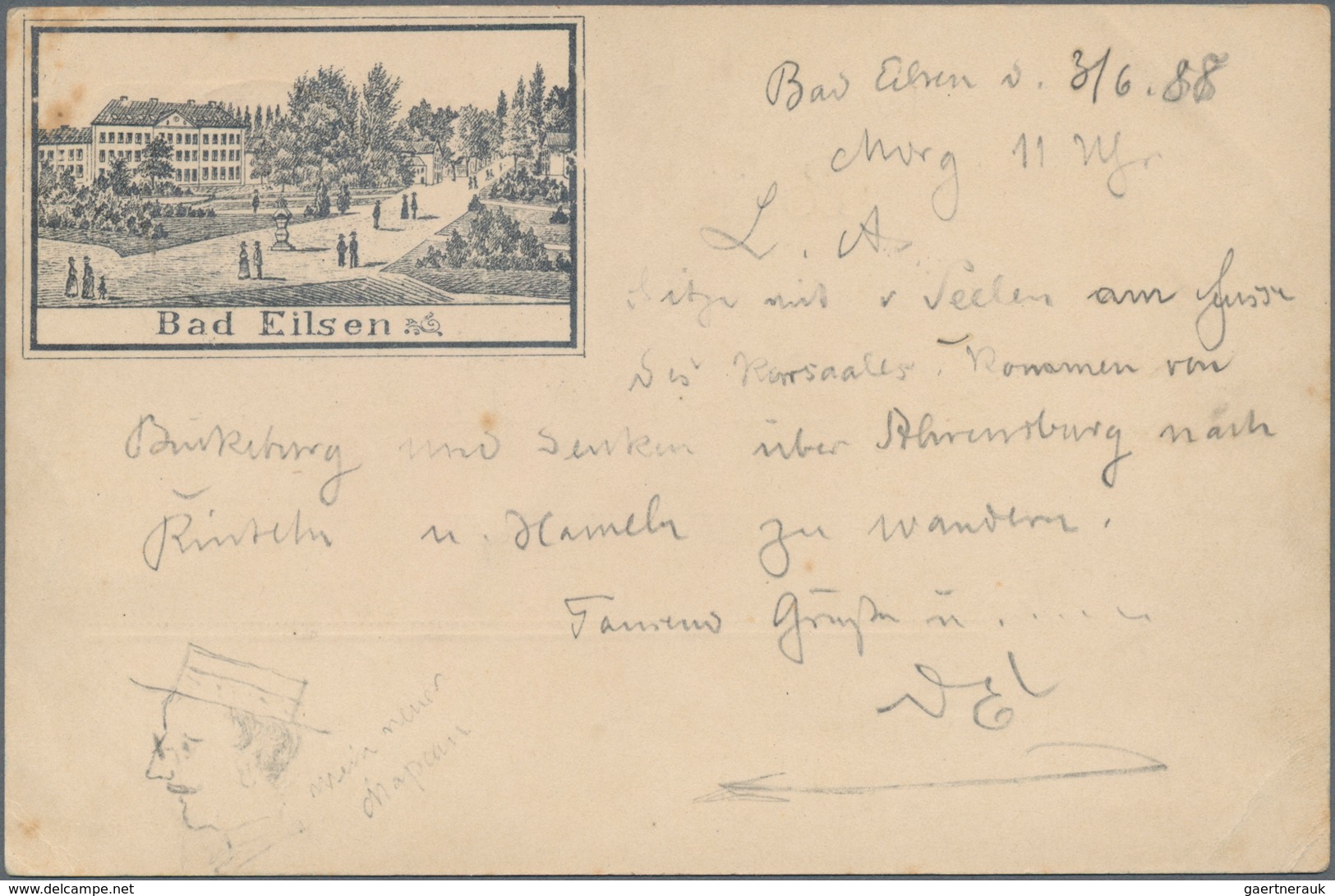 Ansichtskarten: Vorläufer: 1888, BAD EILSEN, Vorläuferkarte 5 Pf Lila Als Privatganzsache Mit K1 EIL - Unclassified