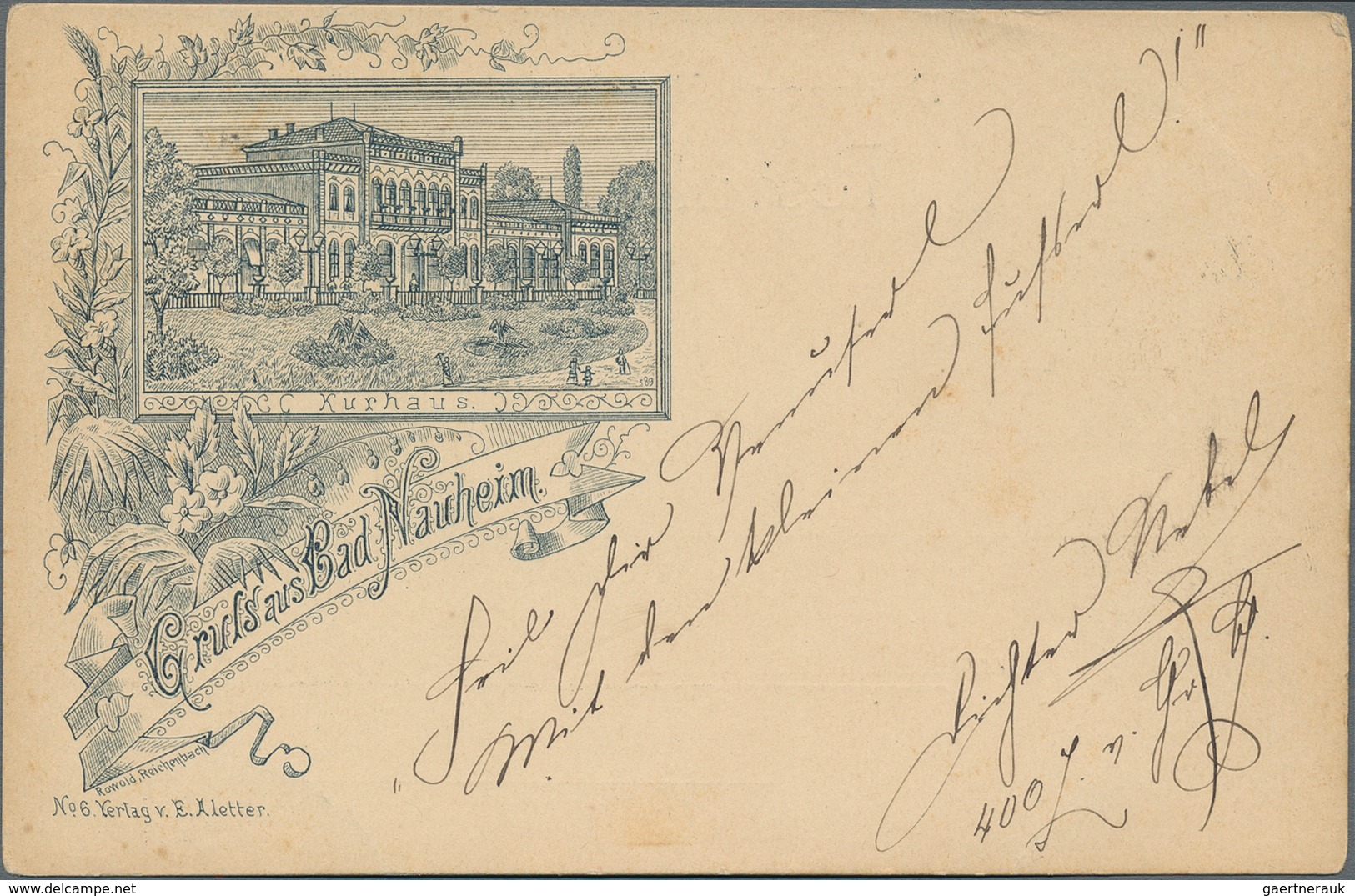 Ansichtskarten: Vorläufer: 1888/1889 Ca., BAD NAUHEIM Kurhaus, Ungebrauchte, Auf Der Bildseite Besch - Non Classés