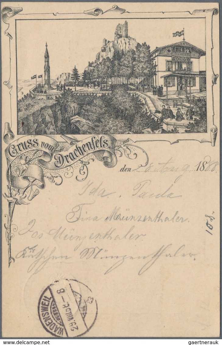 Ansichtskarten: Vorläufer: 1888, DRACHENFELS, Vorläuferkarte 10 Pf Rot Als Privatganzsache Mit K1 DR - Zonder Classificatie
