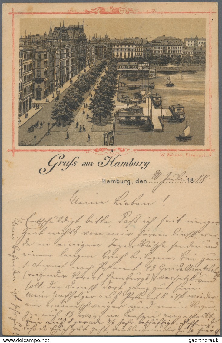 Ansichtskarten: Vorläufer: 1888, HAMBURG Jungfernstieg, Vorläuferkarte Mit 5 Pf. Lila Und K1 HAMBURG - Unclassified