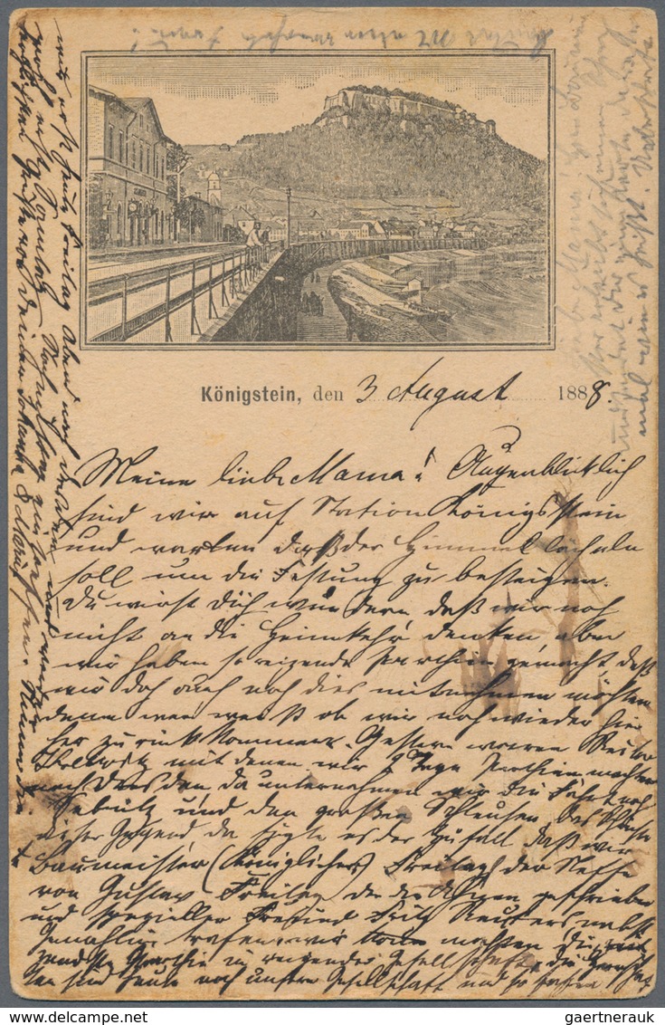 Ansichtskarten: Vorläufer: 1888, KÖNIGSTEIN Vorläuferkarte Mit Bahnpoststempel Dresden - Bodenbach 3 - Unclassified