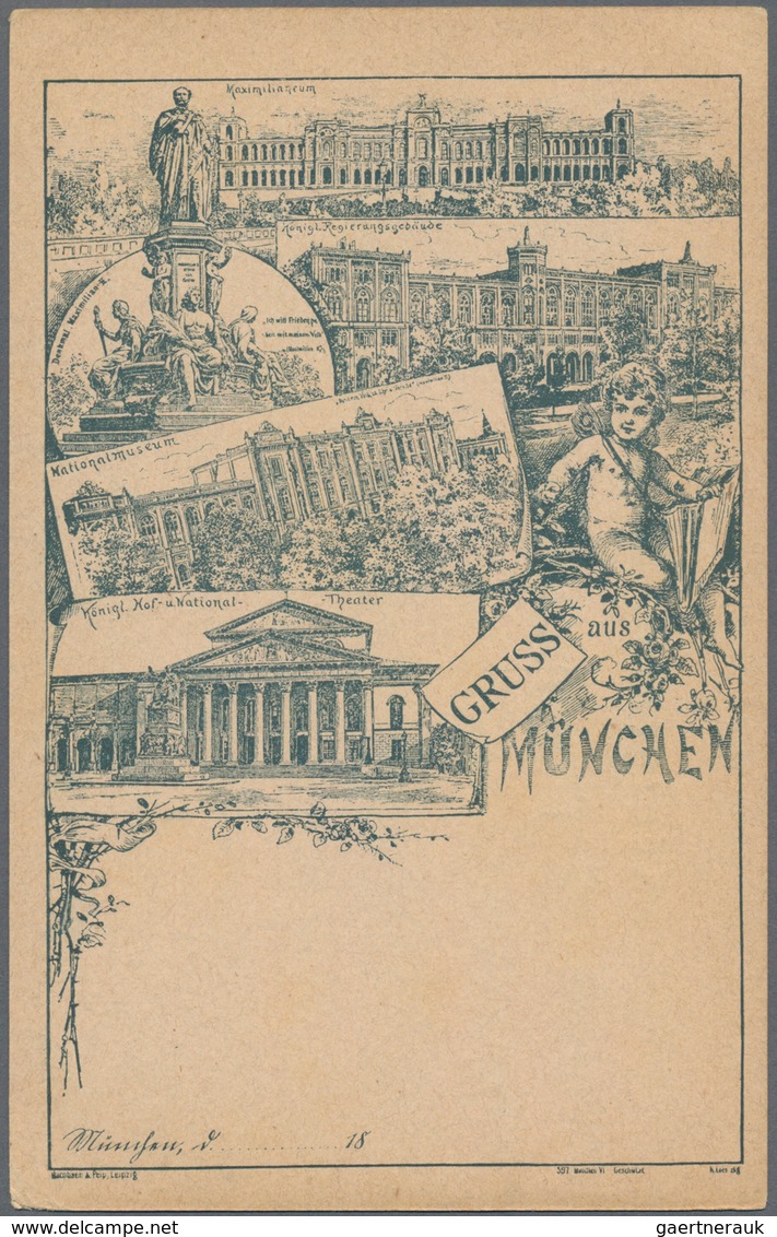 Ansichtskarten: Vorläufer: 1888 Ca., MÜNCHEN, Mehrbildkarte U.a. Mit Maximilianeum Und Hoftheater, U - Non Classés