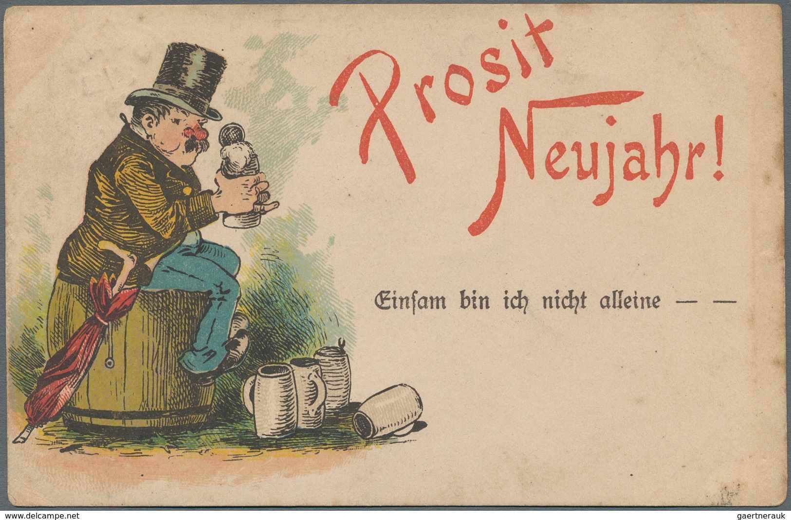 Ansichtskarten: Vorläufer: 1888, "Prosit Neujahr", Kolorierte Vorläuferkarte 3 Pf. Grün Mit K1 BONN - Non Classés