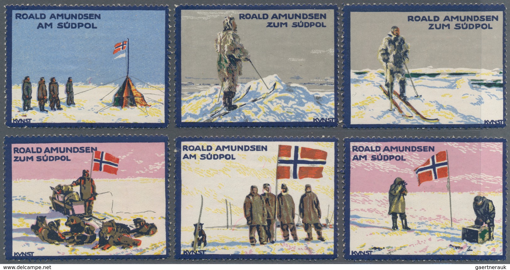 Ansichtskarten: Motive / Thematics: ARKTIS / ANTARKTIS, 12 Vignetten Roald Amundsen Südpol-Expeditio - Other & Unclassified