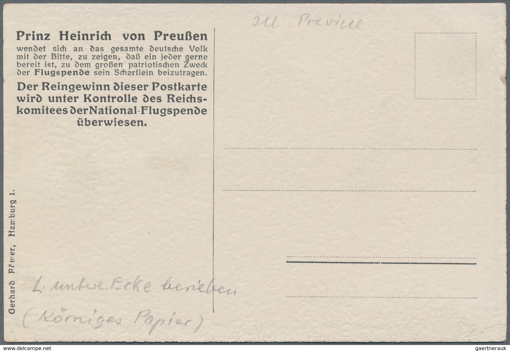 Ansichtskarten: Motive / Thematics: FLUG, "National-Flugspende 1912" Kolorierte Prinz Heinrich Von P - Other & Unclassified