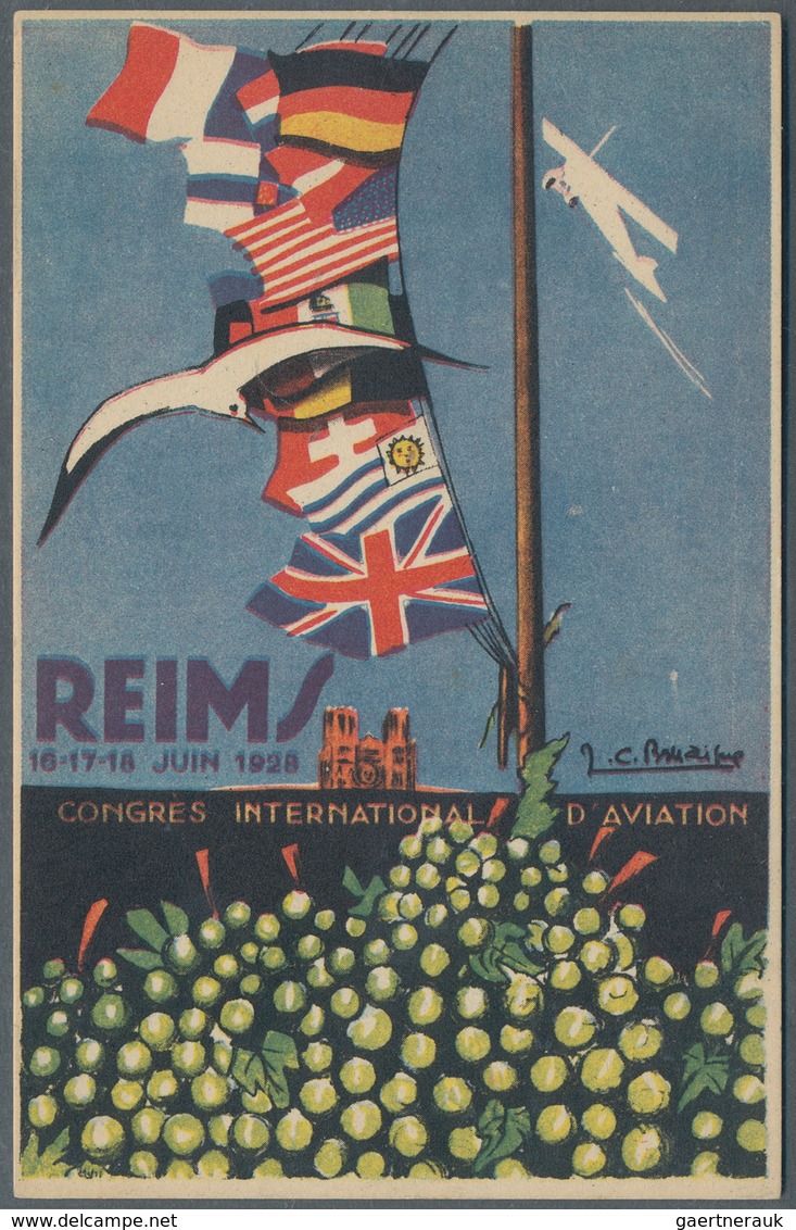 Ansichtskarten: Motive / Thematics: FLUG, REIMS Frankreich, Congres International D'Aviation 1928, U - Sonstige & Ohne Zuordnung