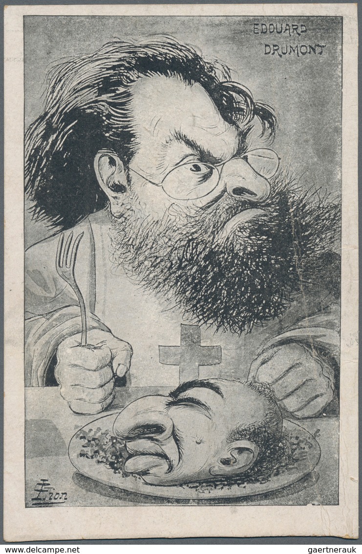 Ansichtskarten: Motive / Thematics: JUDAIKA, Zwei Französische Antisemitische Karikaturen Um 1900/19 - Autres & Non Classés