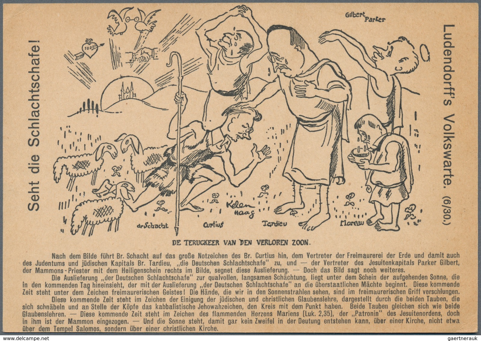 Ansichtskarten: Motive / Thematics: JUDAIKA, "Seht Die Schlachtschafe! Ludendorff's Volkswarte", Ant - Autres & Non Classés