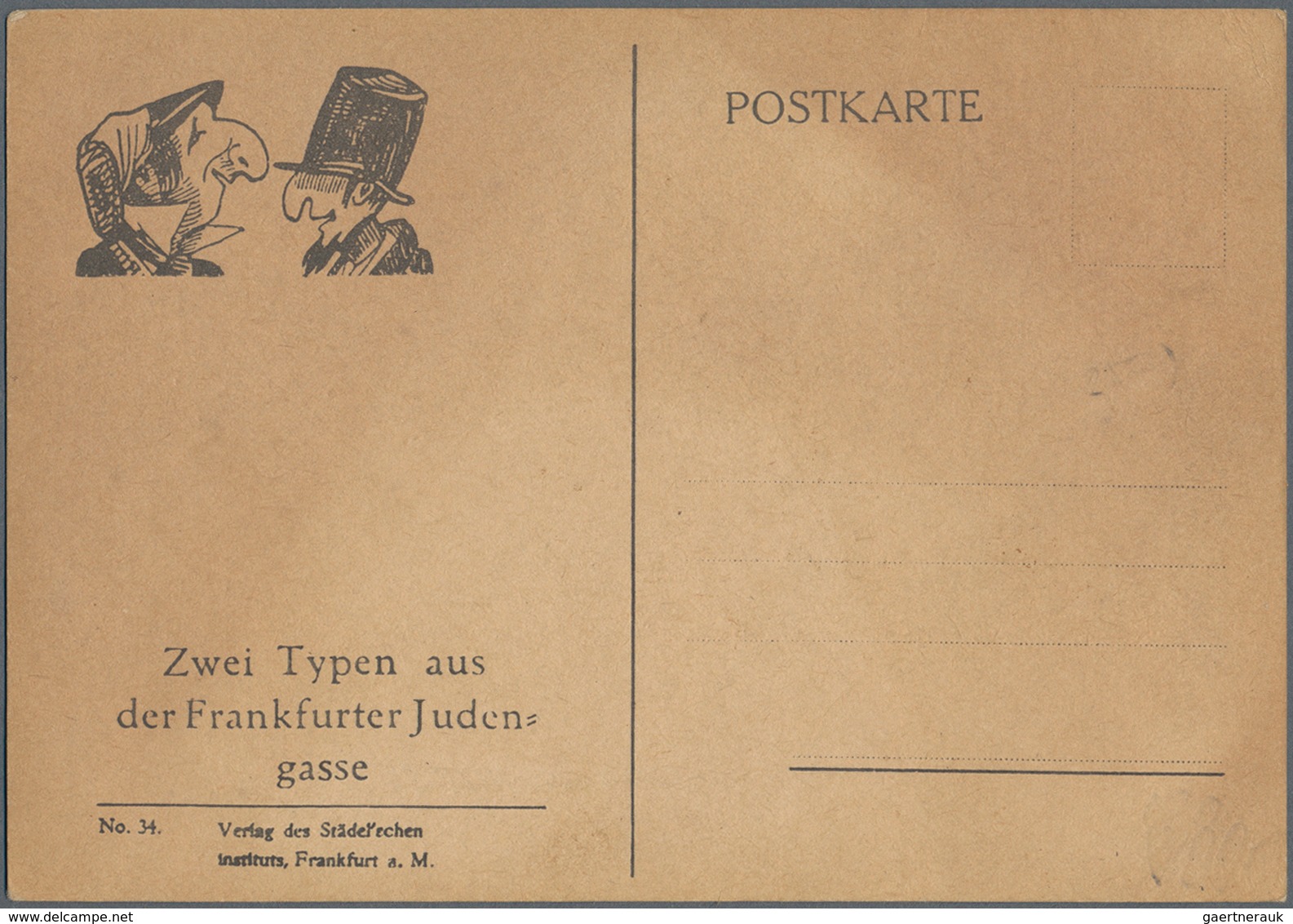 Ansichtskarten: Motive / Thematics: JUDAIKA, "Zwei Typen Aus Der Frankfurter Judengasse", Beidseitig - Autres & Non Classés