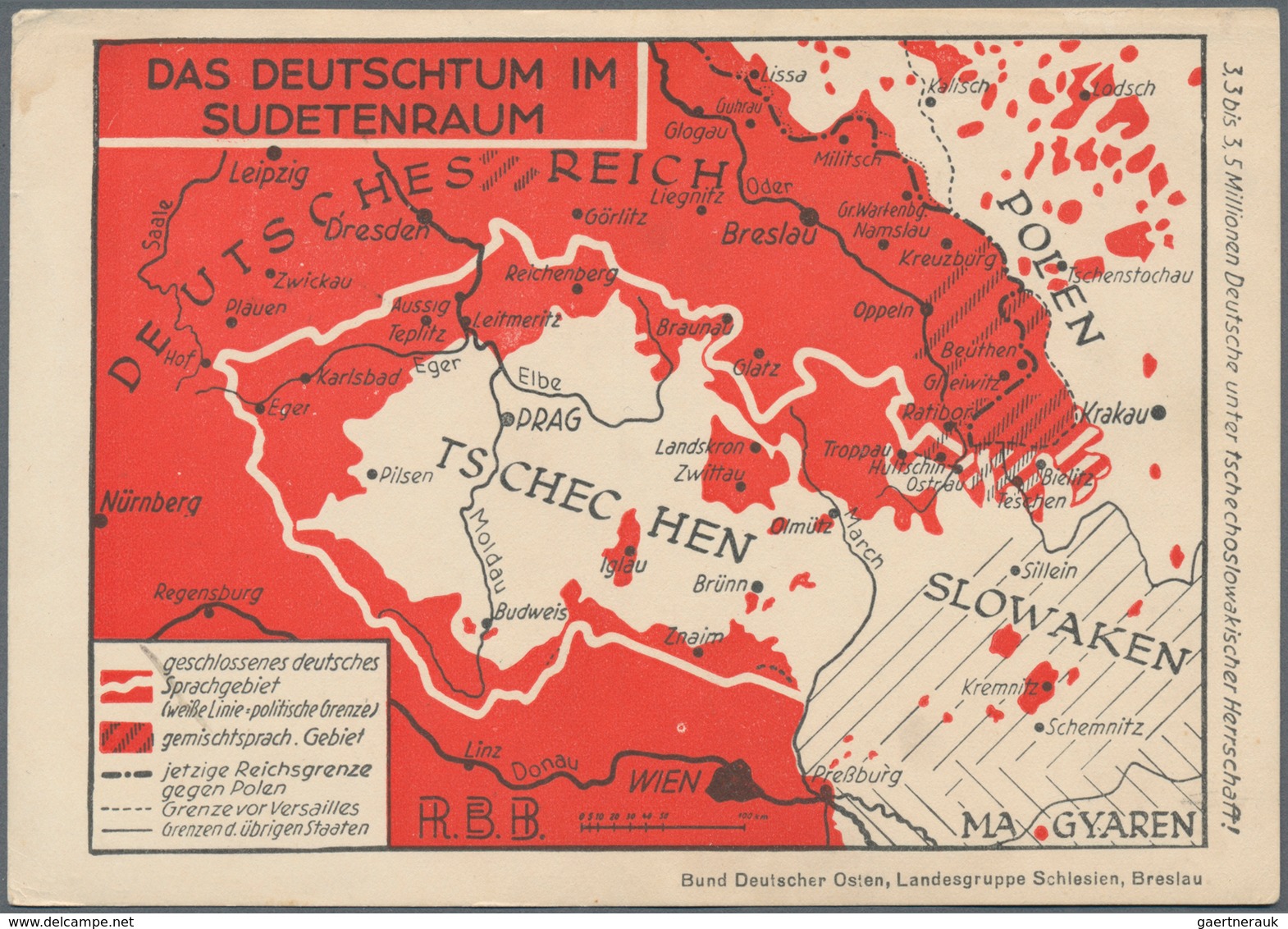 Ansichtskarten: Motive / Thematics: JUDAIKA, "Das Deutschtum Im Sudetenraum" Mir Aufdruck Rückseite - Autres & Non Classés